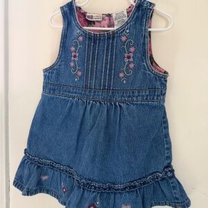 Faded Glory Blue Denim Dress with Pink Floral Lining